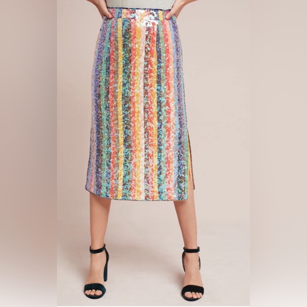 Anthropologie Sequined Palette Midi Skirt